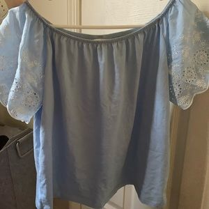 blue off the shoulder top